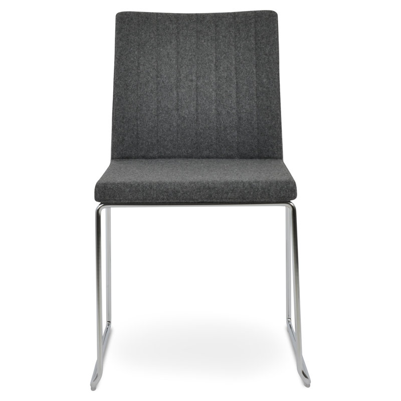 Chaise de salle à manger empilable Zeyno, Beige Boucle, Chrome