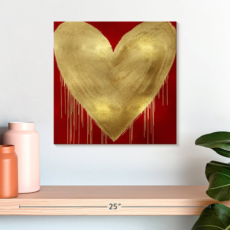 Hardie Big Hearted Gold sur fond rouge, H 16 po x l 16 po