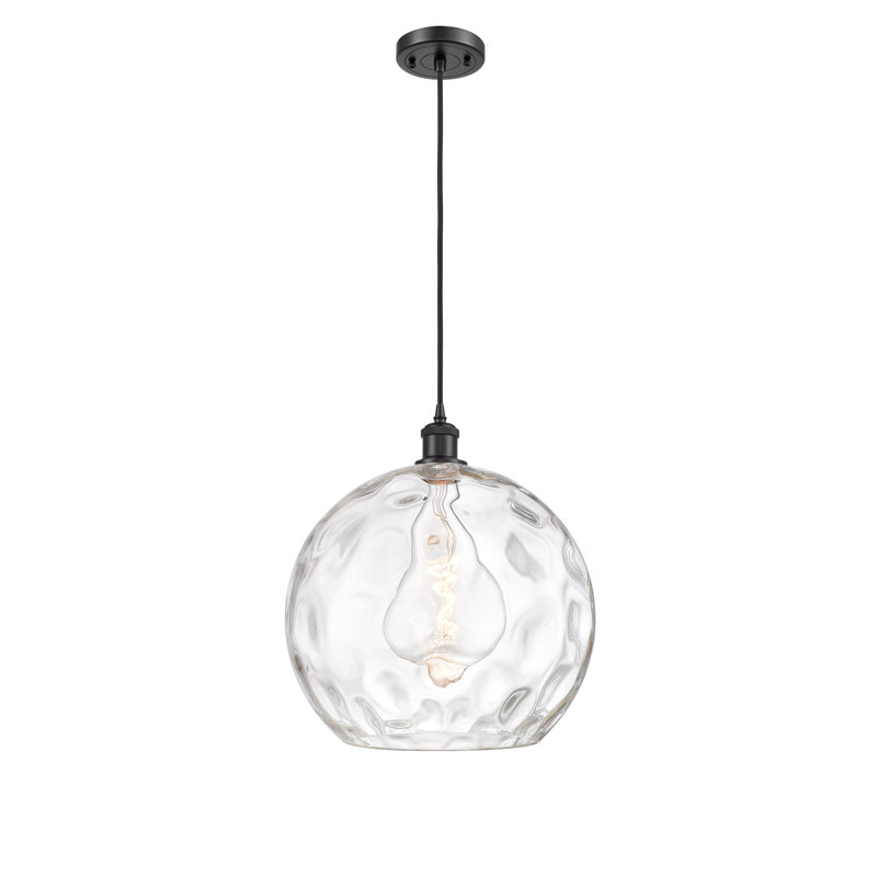 Luminaire suspendu sphère 1 lumière Roxane, Ampoule non incluse, H 16,88 po x l 13,75 po x P 13,75 po, Noir mat