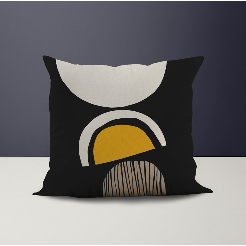 Jeté carré / extérieur en polyester Chamu, L 15 po x H 15 po, Jaune / noir