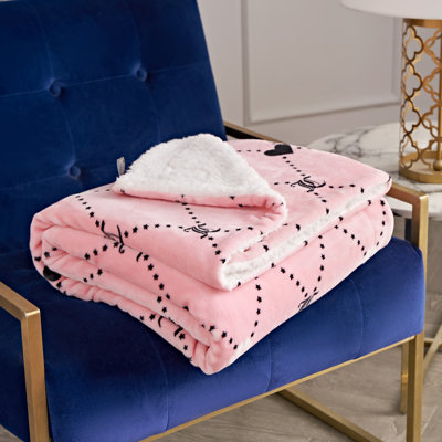 Juicy Couture Plush Paw Heart Pet Sherpa Blanket & Bone Pillow Set