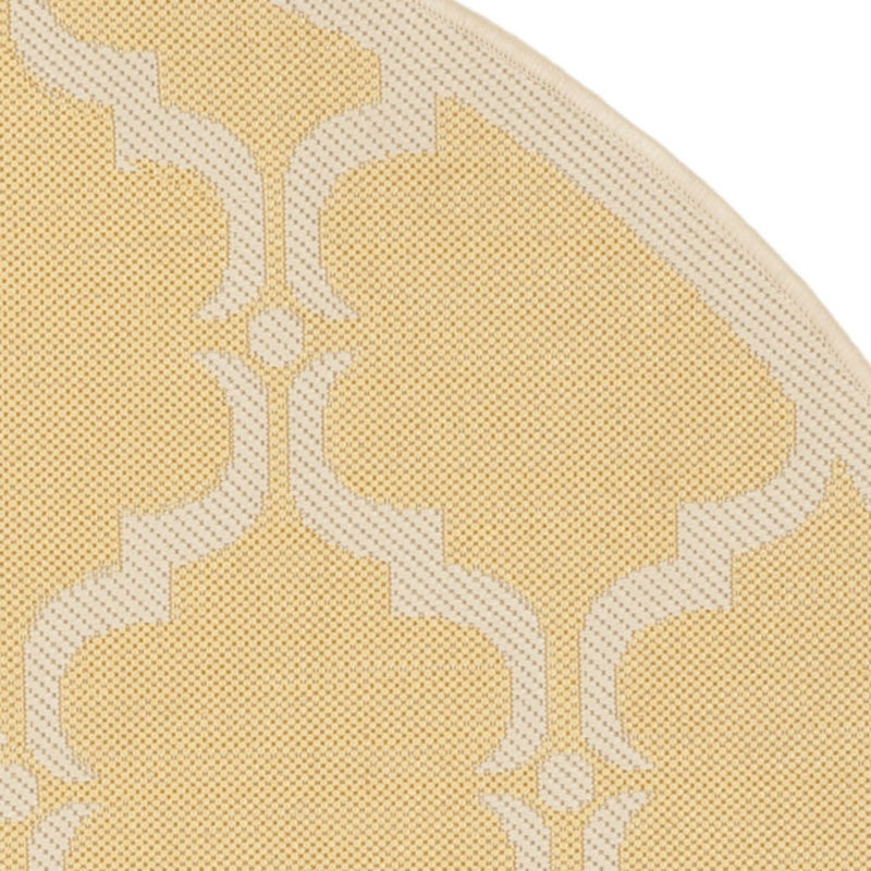 Tapis intérieur / extérieur jaune / beige Arneshia, Rond 5 pi 3 po