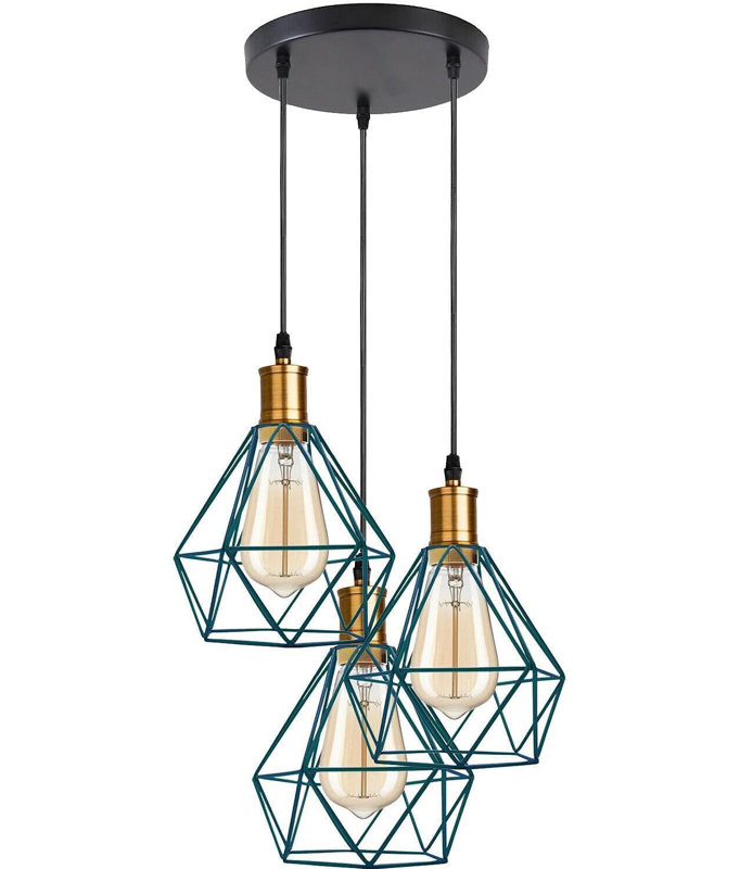 3 - Light Blue Caged Pendant