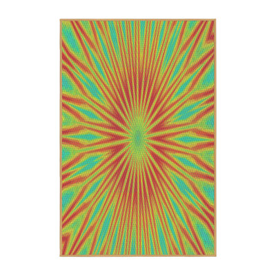 Tapis vert/orange tissé à la machine