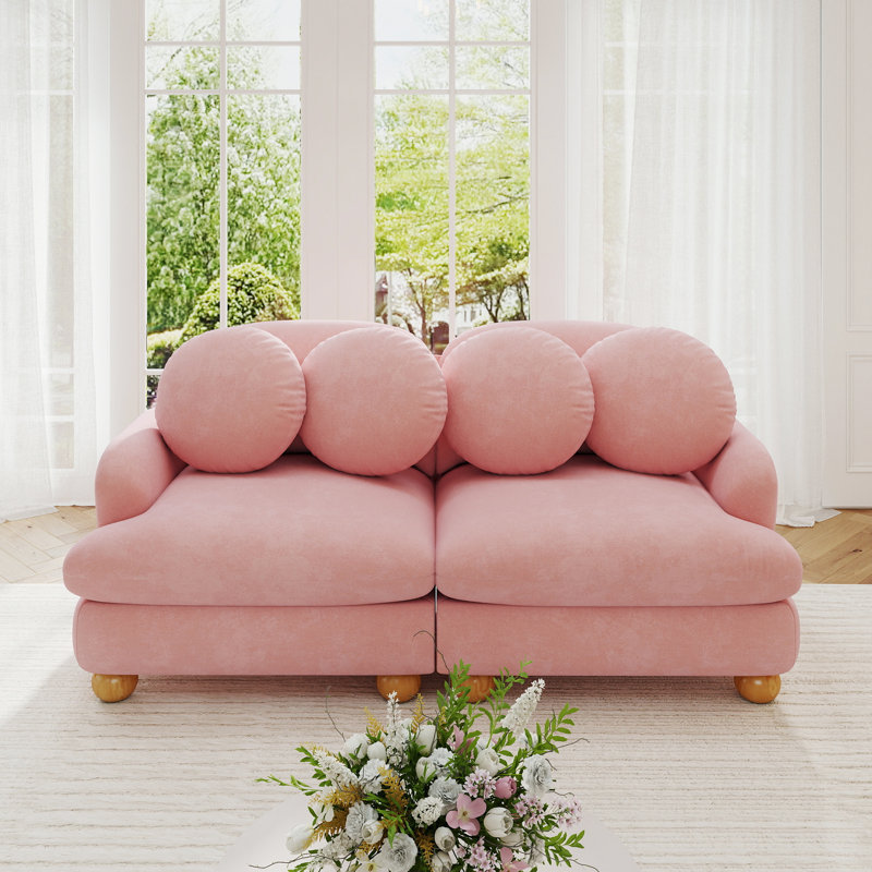 Canapé confortable deux places en chenille, canapé profond 2 places avec 4 coussins décoratifs, structure en bois massif pour salon, chambre à coucher
