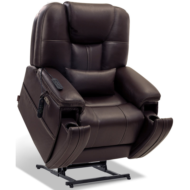  Triple Motor Lay Flat Power Lift Recliner Chair for Elderly with Adjustable Headrest, 400lbs Electirc Lift Chair for Living Room, Lumbar Pillow, Extended Footrest, Dark Brown