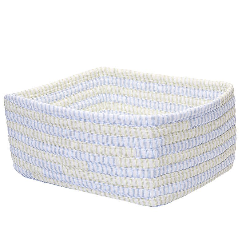 Ensemble de 3 paniers à rayures, Bleu/Vert