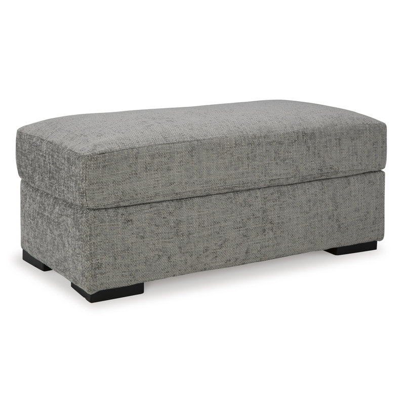 Dunmor Large Black and Gray Upholstered Ottoman