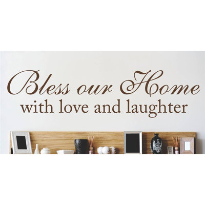 Bless Our Home Bible Inspiration Text Lettering Wall Decal -  Design With Vinyl, 2015 BS 468 Brown
