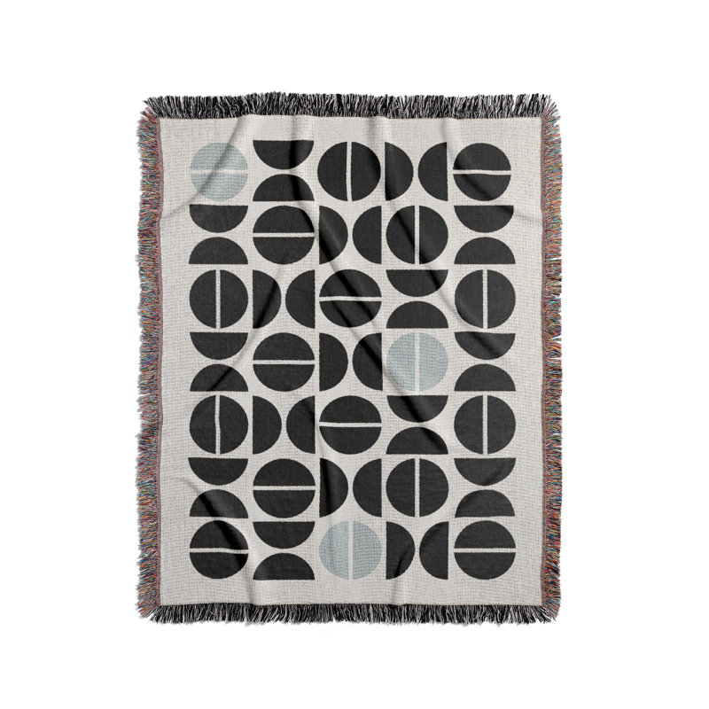 Jeté en mélange de coton Barro, Gris / noir / blanc cassé, L 60 po x l 60 po