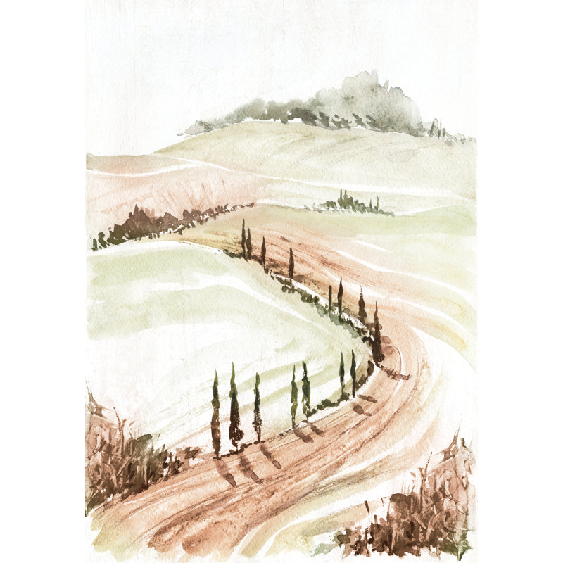 Paysage Toscane discrète, reproduction d’art sur toile tendue, H 30 po x l 20 po