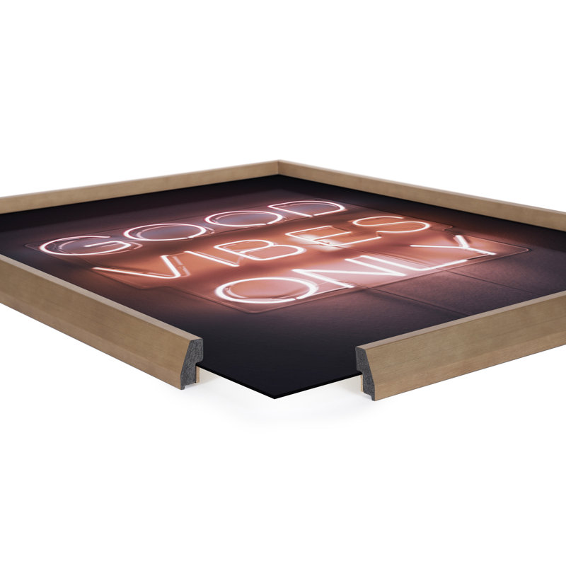 «Good Vibes Only Neon Sign» par The Creative Bunch Studio - impression de cadre photo sur verre