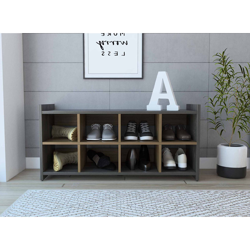 Rafael 8Compartment Rectangle Entryway Shoe Rack Carbon