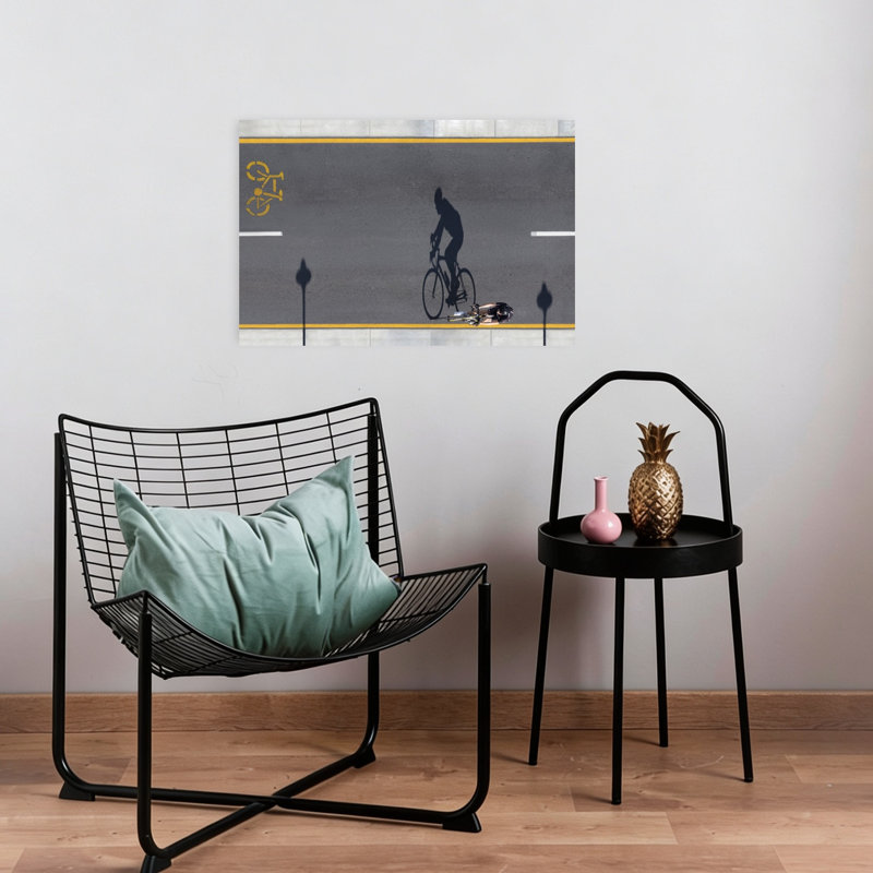 «Overhead Cyclist Shadow Abstract Contemporary Urban Landscape», reproduction d'art mural, H 16 po x l 24 po