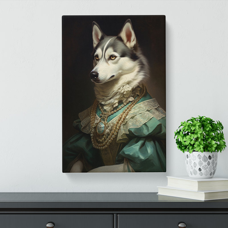 Husky Rococo Art - Wrapped Canvas, 60cm H x 40cm W x 3cm D