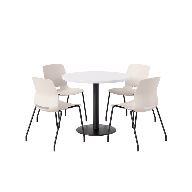 4 - Person Bar Height Dining Set, Maple, Blue/Black, 29" H x 36" L x 36" W