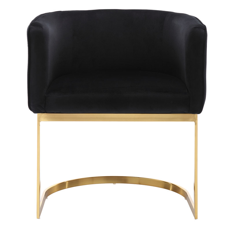 Black Velvet Upholstered Side Chair with Gold Metal Frame