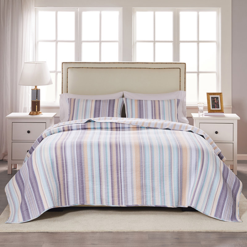 Durango Twin Blue Cotton Reversible Quilt Set with Throw Pillows