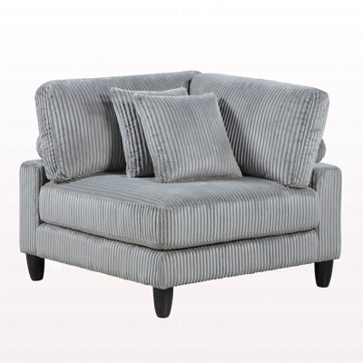 Fauteuil d'angle en velours côtelé gris