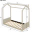 Lit simple avec housse en velours beige - créant un coin confortable et un espace de jeu semi-fermé