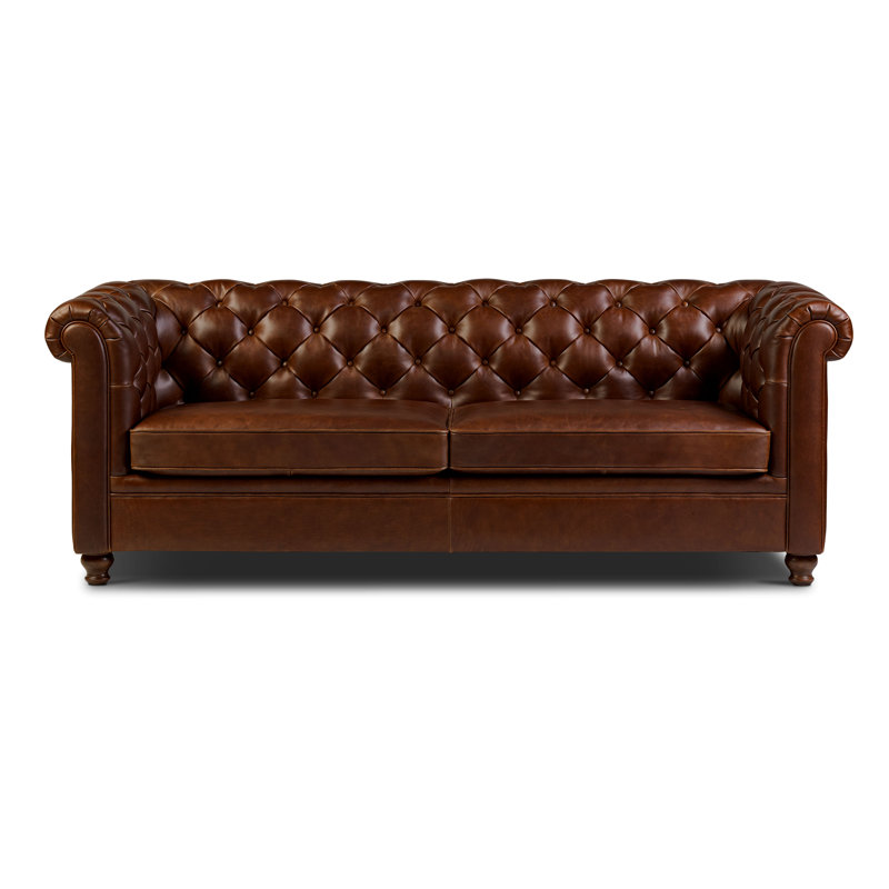 Lyon Full-Grain Genuine Italian Leather Sofa, Oscuro Brown