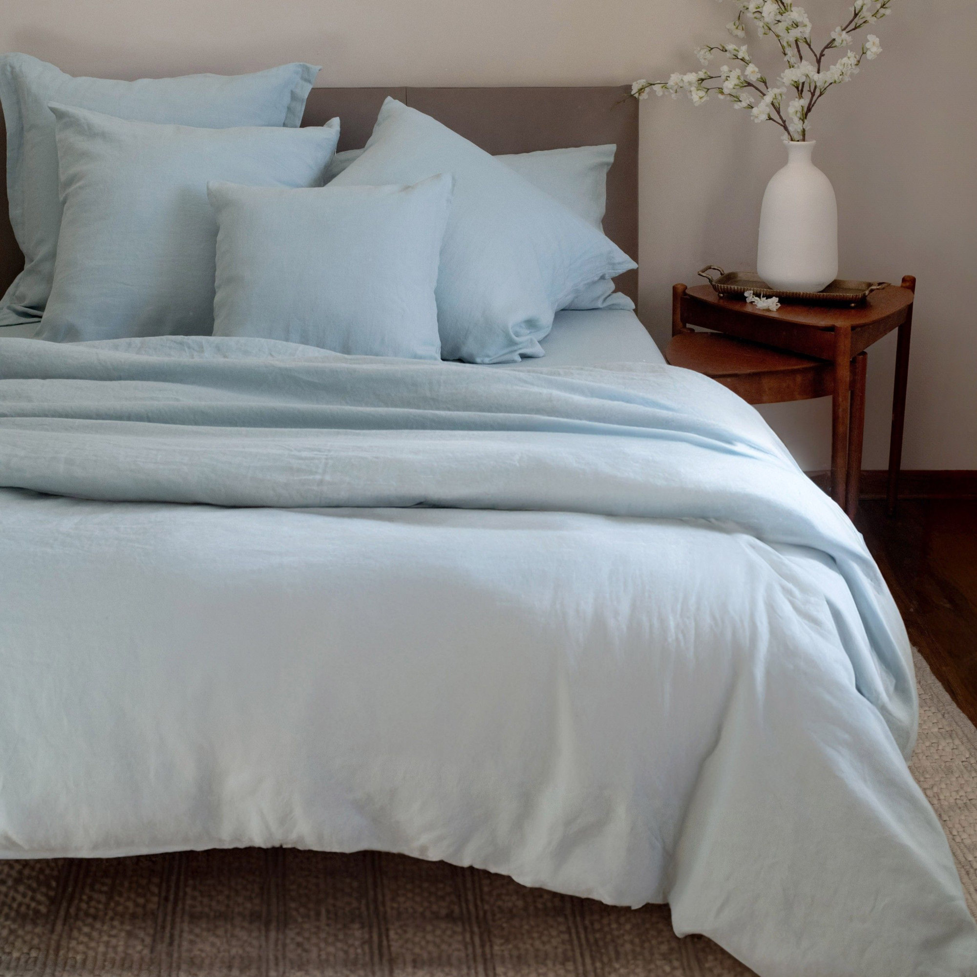 100% French Linen Duvet Cover & Sham Set, Full / Double + 2 King Pillow Shams, Wave