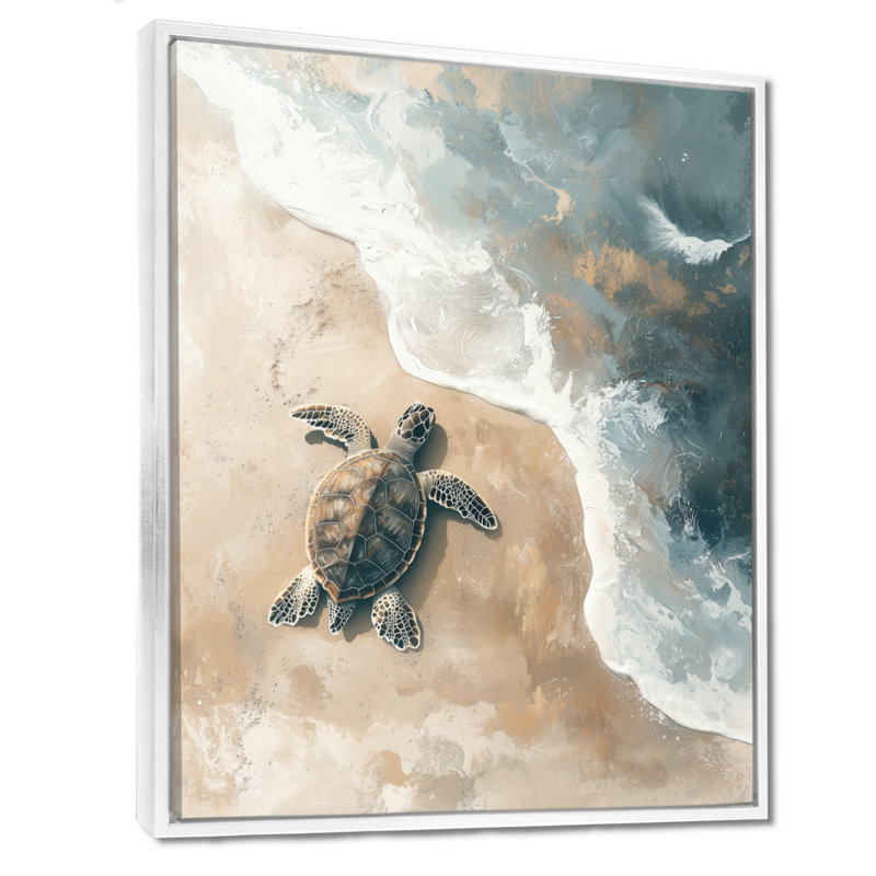 «Cordts Baby Turtle Trails On The Beach II», art mural tortue, H 44 po x l 34 po, Impression encadrée sans passe-partout