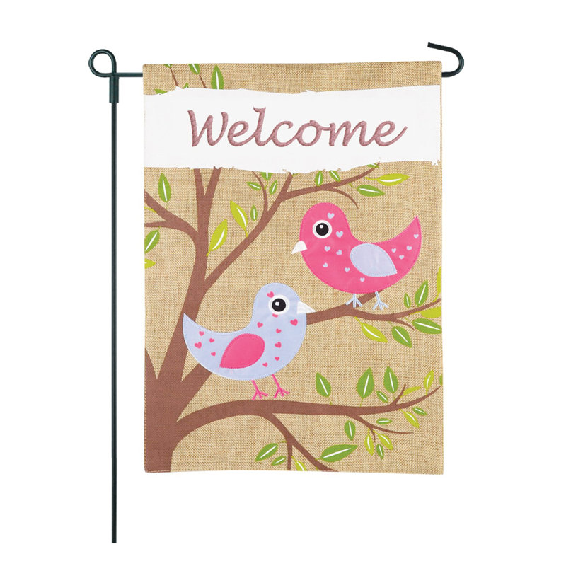 2 côtés en polyester 18 x 13 po welcome oiseaux drapeau de jardin