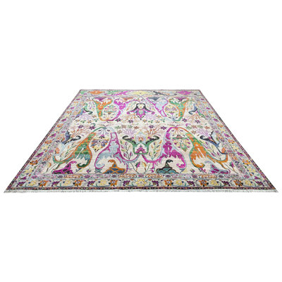 Tapis transitionnel en soie pure de la collection Nazmiyal 11 pi 11 po x 14 pi 11 po Bijar