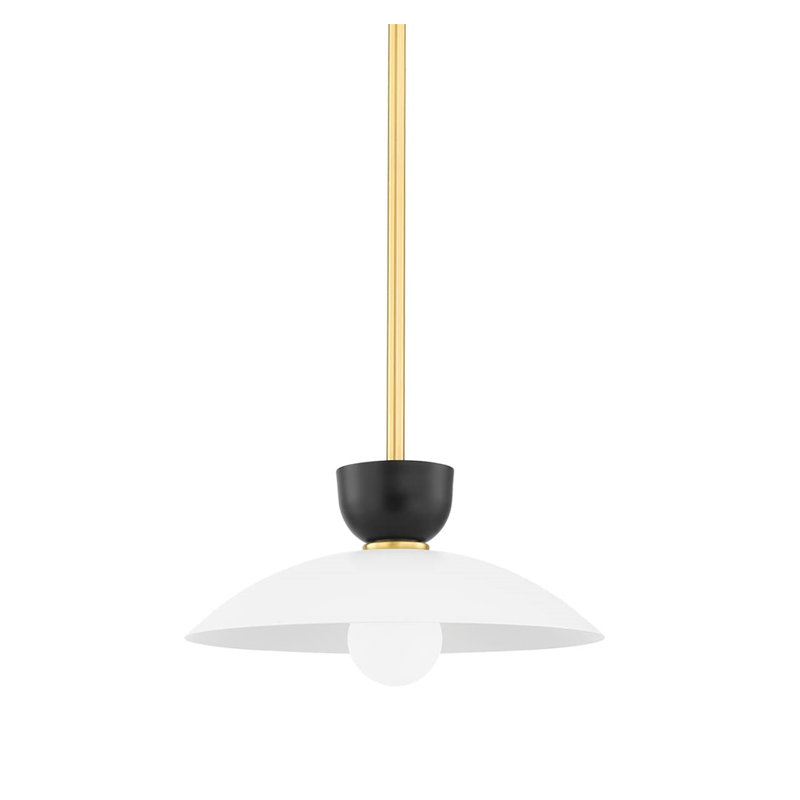 Luminaire suspendu en forme de dôme à 1 lumière Viera, H 7 po x l 14 po x P 14 po, Laiton vieilli