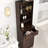 Tall Narrow Fluted Storage Cabinet with Hidden Trash Bin Compartment , Walnut Freestanding Cabinet, Fixed Open Shelves & Drawer, Anti‑Tip for Kitchen Home‑Office Living Room (Trash Can NOT Included)