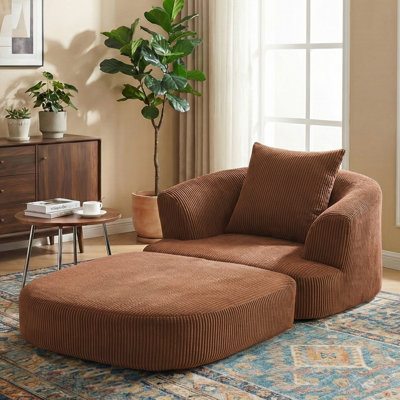 Fauteuil demi-tonneau d'appoint convertible surdimensionné rembourré