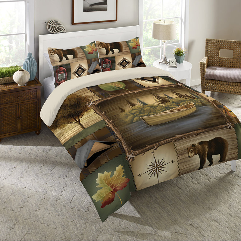 Queen Black Cotton Lodge Comforter Set