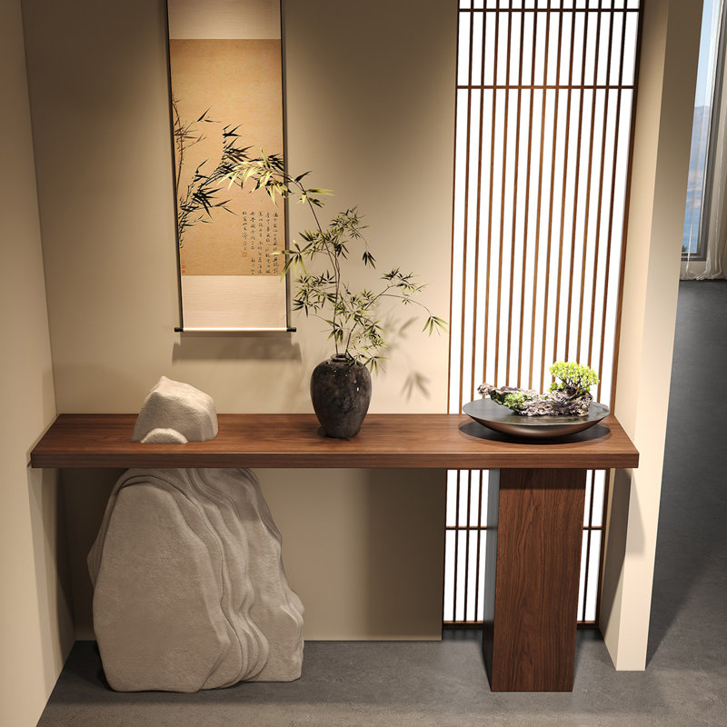 Console simple de style Wabi-sabi, H 31,5 po x l 70,9 po x P 11,8 po