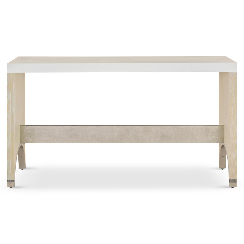 Solaria 60'' Beige Solid Wood & Metal Console Table with Faux Stone Top