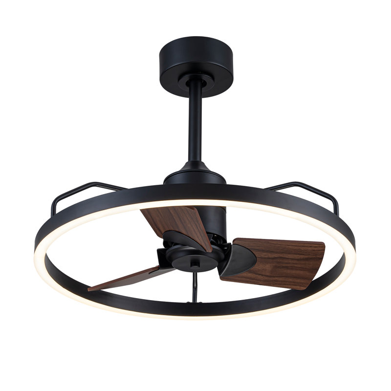 Ventilateur de plafond 24 pouces à intensité variable avec lumière DEL et télécommande, Matte Black