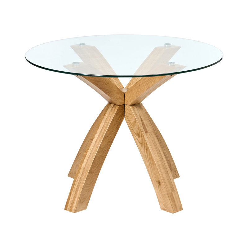 Oak Round Dining Table with Wood Base