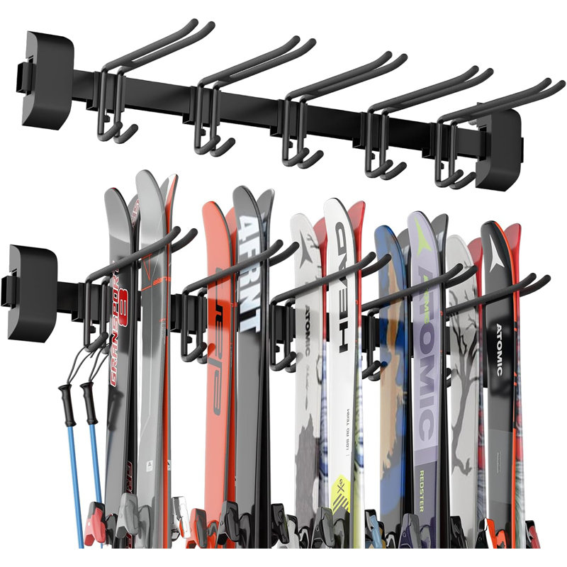 Support mural 32 po pour skis et planches à neige - Rangement mural robuste pour le garage