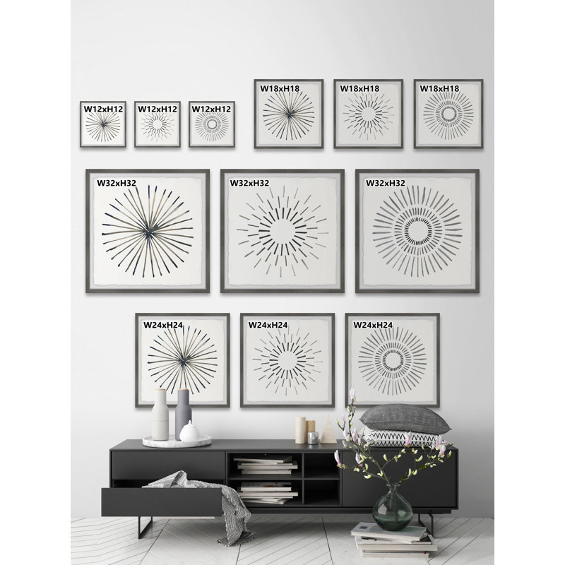 Triptyque circulaire, ensemble de 3 reproductions d’art encadrées sur papier, H 12 po x l 12 po