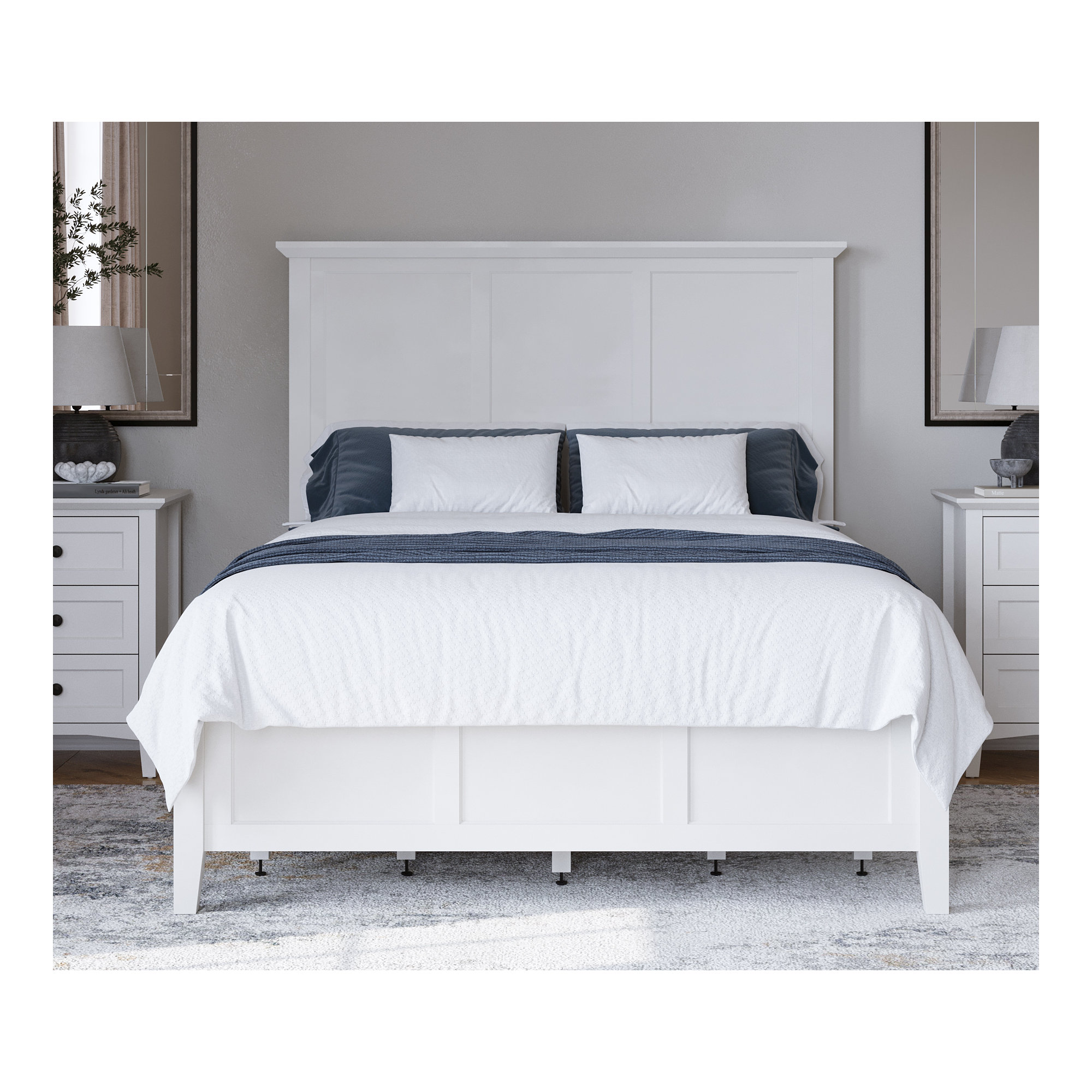Renee Storage Platform Bed, Queen, White