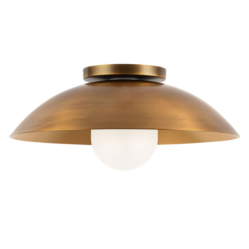 Umbra 14-in Black Semi-Flush Mount, Antique Brass