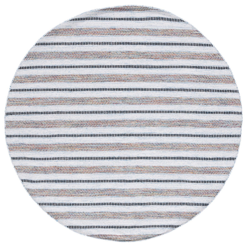 Gavankar Flat Weave Cotton Striped Rug, Round 6'