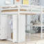 Lit mezzanine en bois pleine grandeur avec garde-robe, bureau et solutions de rangement intégrés pour un espace compact et un espace de vie multifonctionnel-474267624