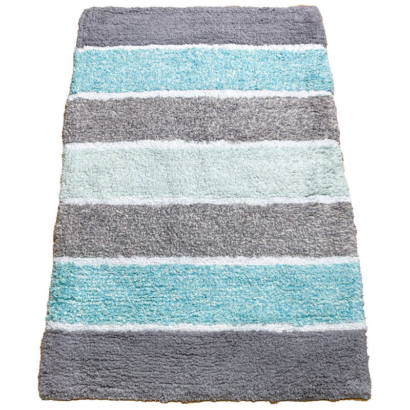 Tapis pour salle de bain Cervantez, Vert menthe / gris, L 21 po x L 34 po