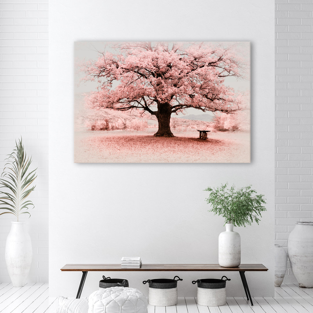 Leinwandbild, Rosa Baum Abstraktion Natur