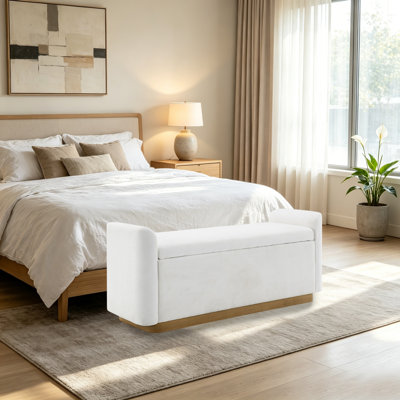 Banc de rangement rembourré 49 "avec base en métal