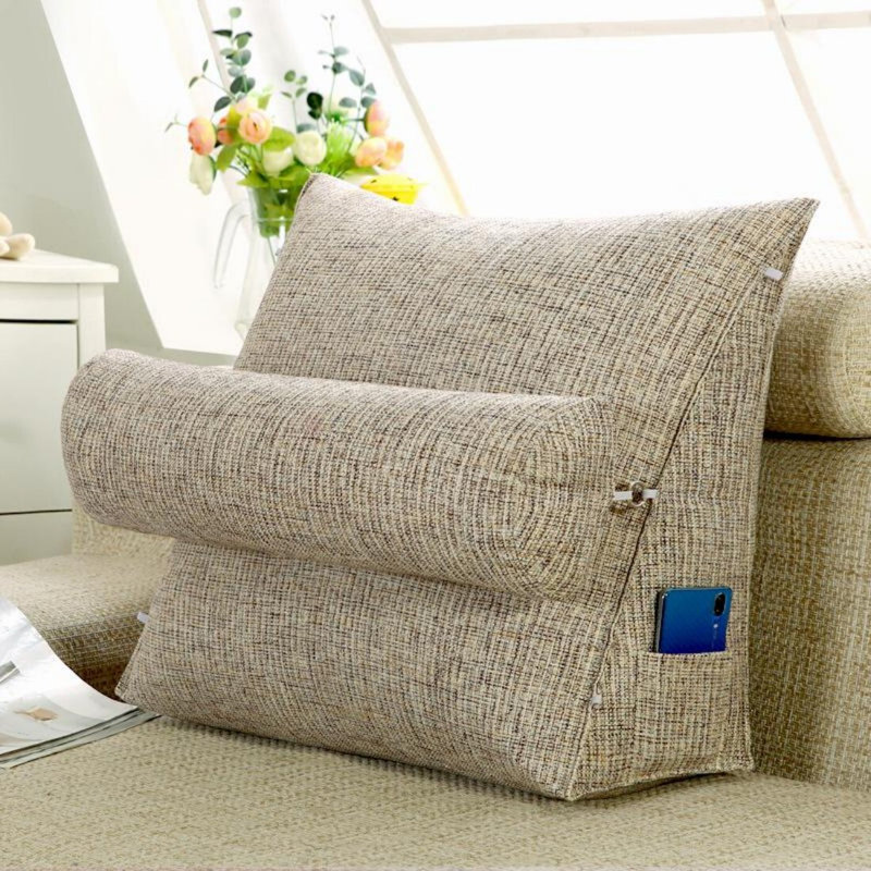 Imitate Linen Adjustable Wedge headrest Backrest Back Cushion, Sand
