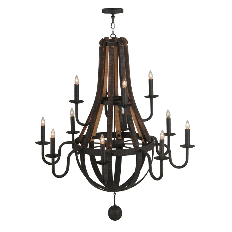 Barrel Stave Madera 12 - Light Chandelier