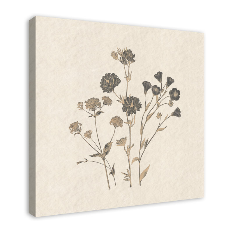 Impression sur toile botanique gris anthracite, H 30 po x l 30 po