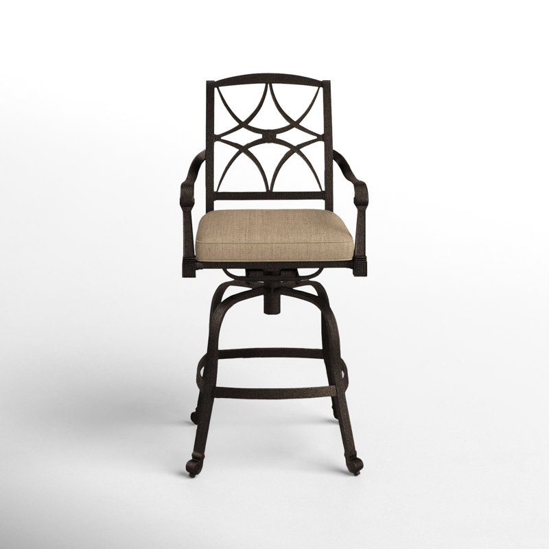 Tabouret de bar avec coussin Wiltshire, 30,25 po, Toile Sunbrella® beige chiné, Brun châtaigne